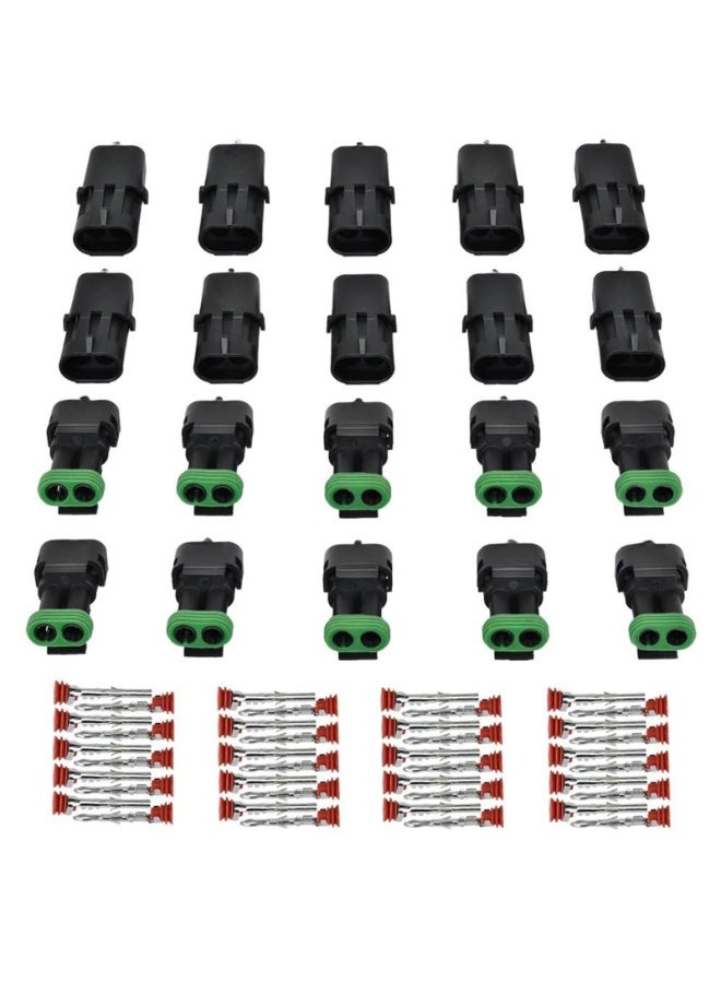 2 Pin Electrical Wire Connectors Male and Female Plug Socket Quick Disconnect Waterproof Plug and Play Wire Terminals for Automotive Cars Trucks Motorcycles Marine Boats 10 PCS - Image 1